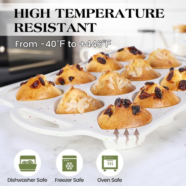 AOTASO Heart Cake Pan Silicone Nonstick 12 Cup Baking-6