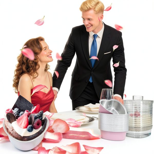 EQUNROY Pink Heart Cake Pan Aluminum Disposable-5