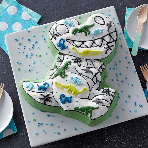 Wilton Dinosaur Cake Pan Aluminum Oven Safe Baking-2