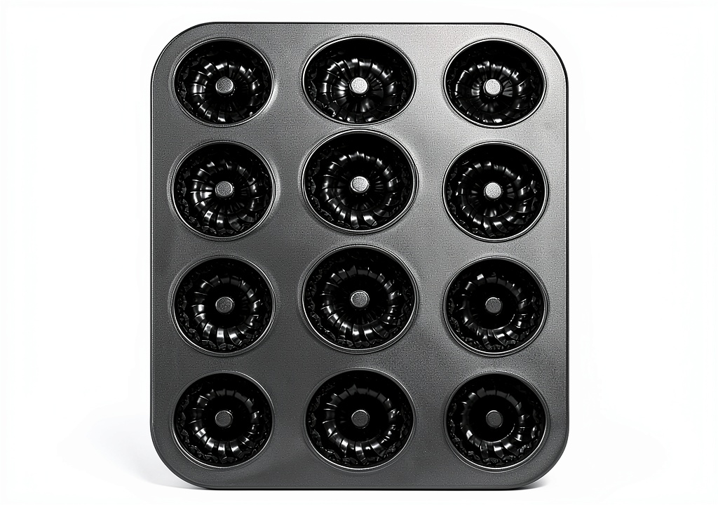 Installing Tiawudi mini bundt cake pan set on a wooden kitchen countertop