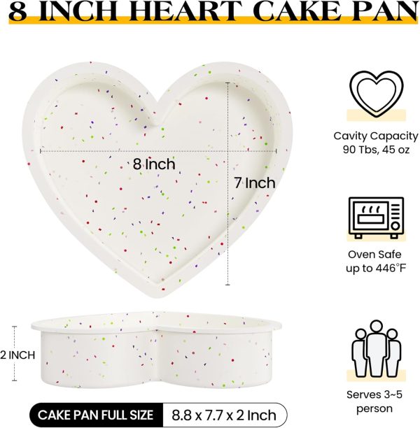 AOTASO Heart Cake Pan 8 Inch Nonstick Silicone Baking-1