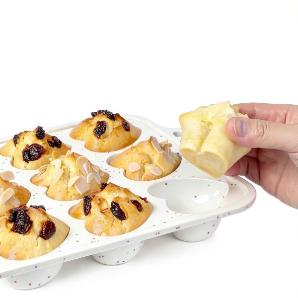 AOTASO Heart Cake Pan Silicone Nonstick 12 Cup Baking-2