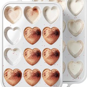 AOTASO Heart Cake Pan Silicone Nonstick 12 Cup Baking-0