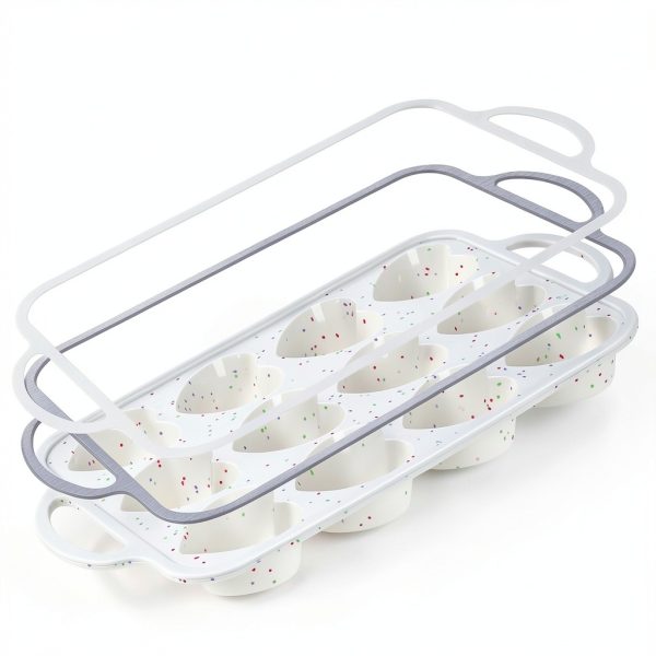 AOTASO Heart Cake Pan Silicone Nonstick 12 Cup Baking-1