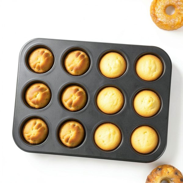 Tiawudi Mini Fluted Tube Pan Nonstick Oven Safe 12 Cavity-2