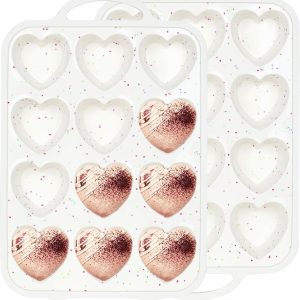 AOTASO Heart Cake Pan Silicone Nonstick 12 Cup Baking-0