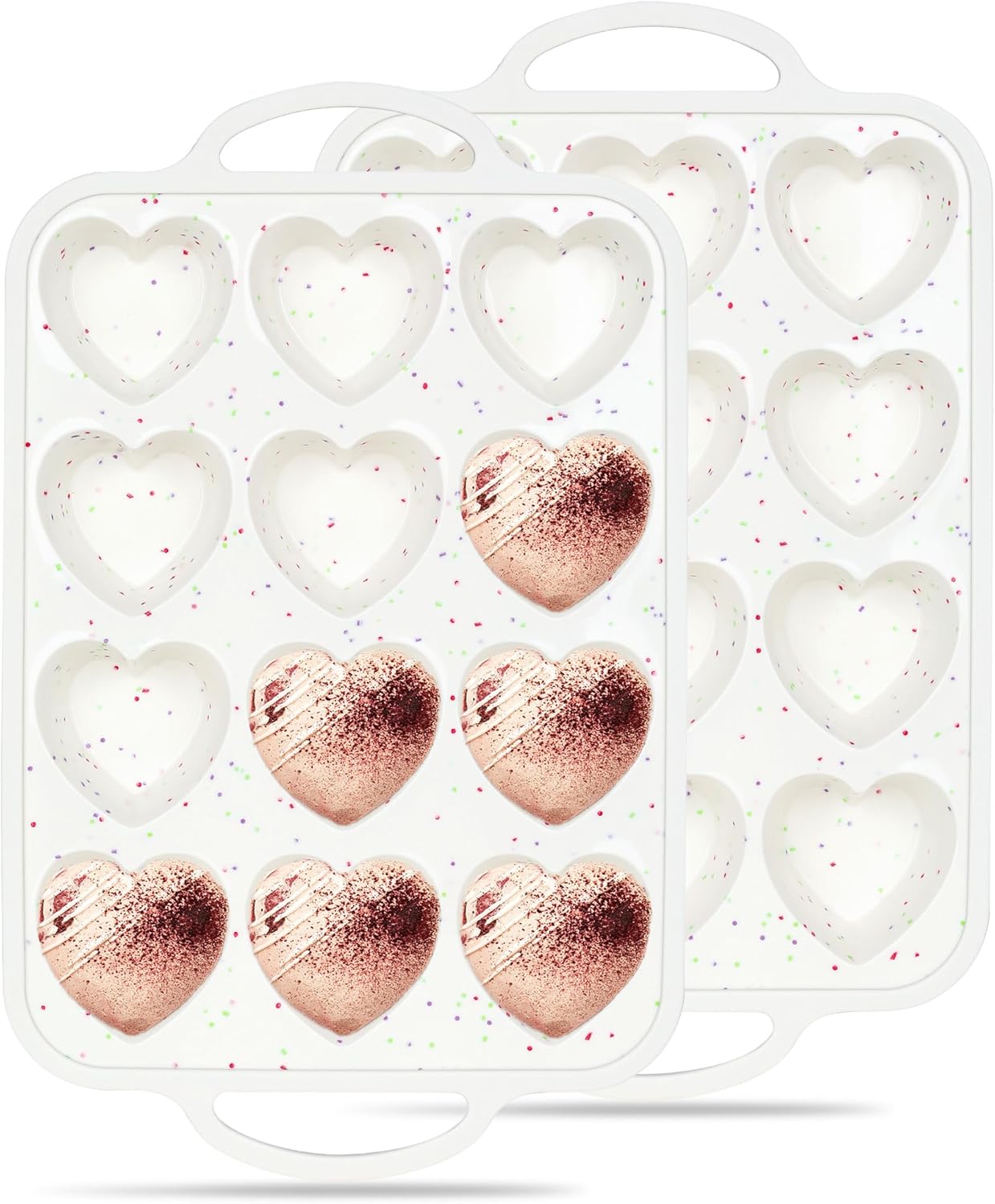 AOTASO heart-shaped cake pan filled with batter on a kitchen counter