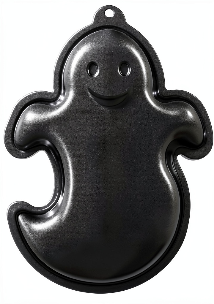 Kefyixc Ghost Cake Pan displaying ghost shape design on a kitchen counter