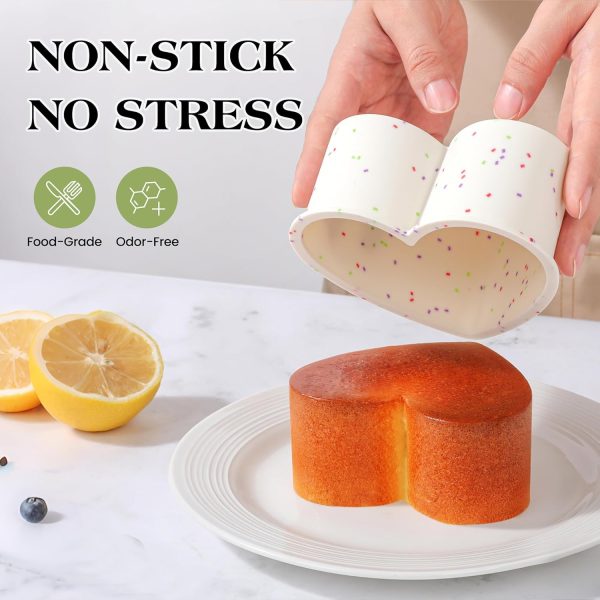 AOTASO Heart Cake Pans 4 Inch Nonstick Silicone Baking Molds-1