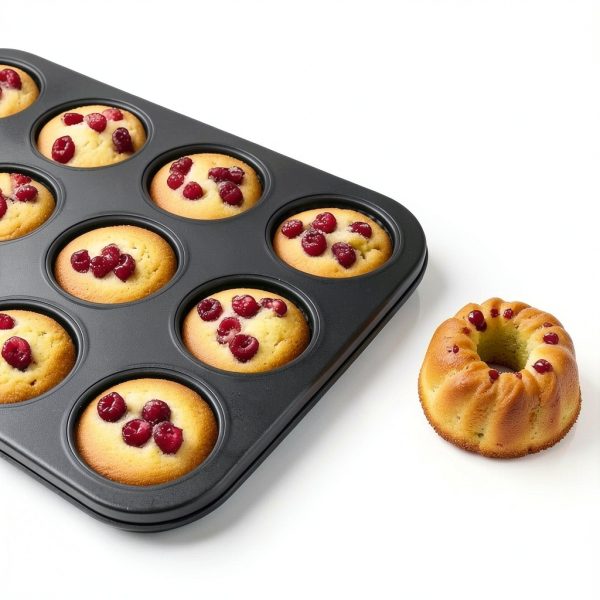Tiawudi Mini Fluted Tube Pan Nonstick Oven Safe 12 Cavity-3