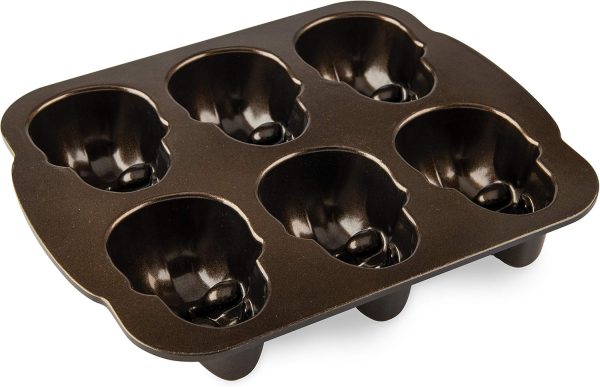 Nordic Ware Skull Cakelet Pan Aluminum Halloween Baking-6