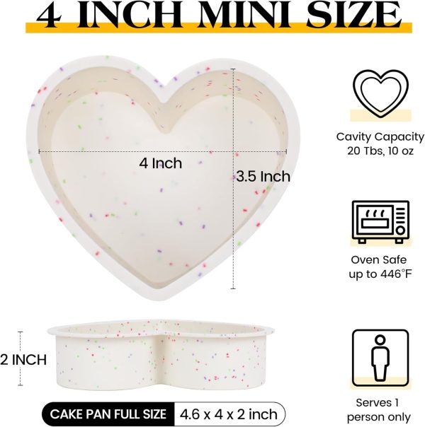 AOTASO Heart Cake Pans 4 Inch Nonstick Silicone Baking Molds-3