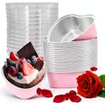 EQUNROY Pink Heart Cake Pan Aluminum Disposable-0