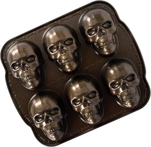 Nordic Ware Skull Cakelet Pan Aluminum Halloween Baking-0