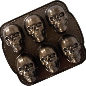 Nordic Ware Skull Cakelet Pan Aluminum Halloween Baking-0