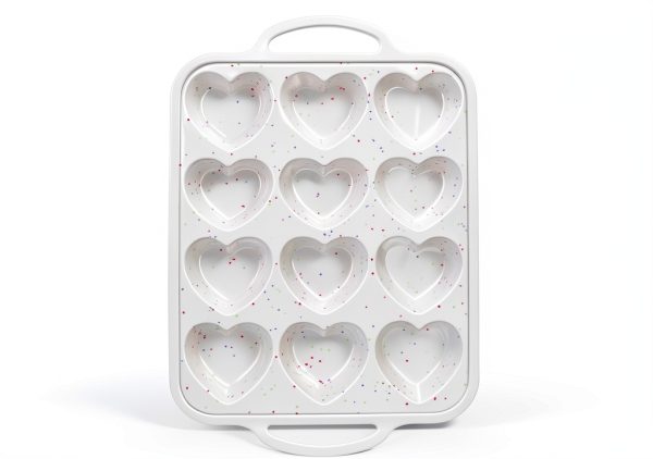 AOTASO Heart Cake Pan Silicone Nonstick 12 Cup Baking-3