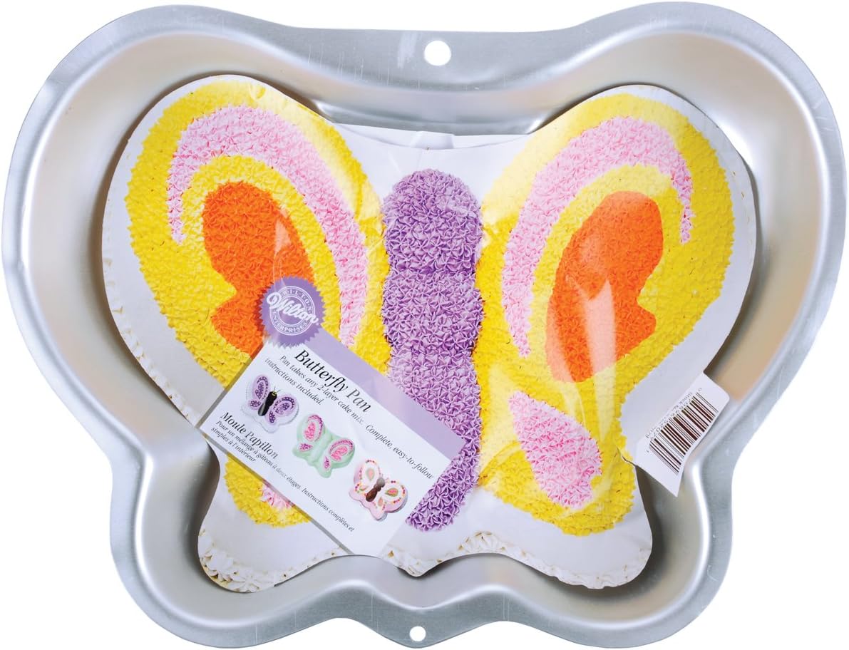 Wilton Butterfly Cake Pan showcasing detailed butterfly design on a kitchen counter
