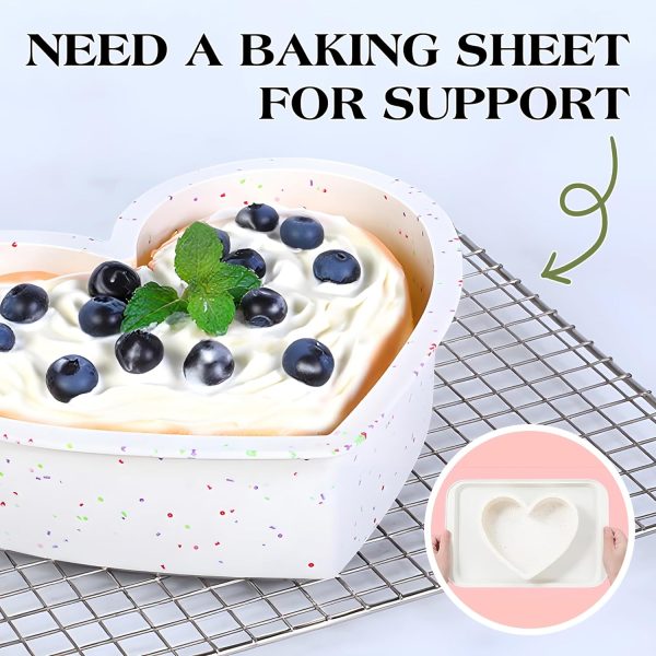 AOTASO Heart Cake Pan 8 Inch Nonstick Silicone Baking-7