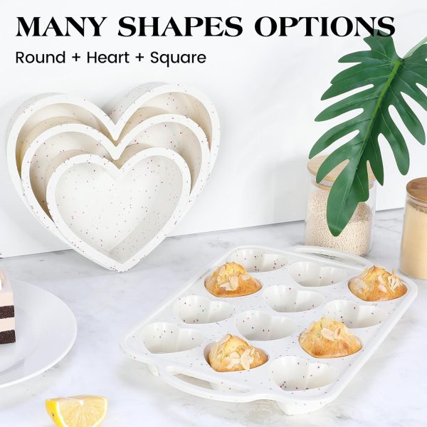 AOTASO Heart Cake Pan Silicone Nonstick 12 Cup Baking-5