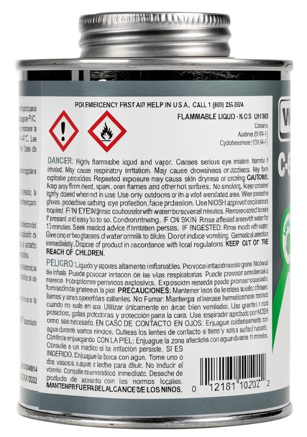 Weld-On 10202 C-65 PVC/CPVC/ABS Cleaner Low VOC Clear 1 Pint-3